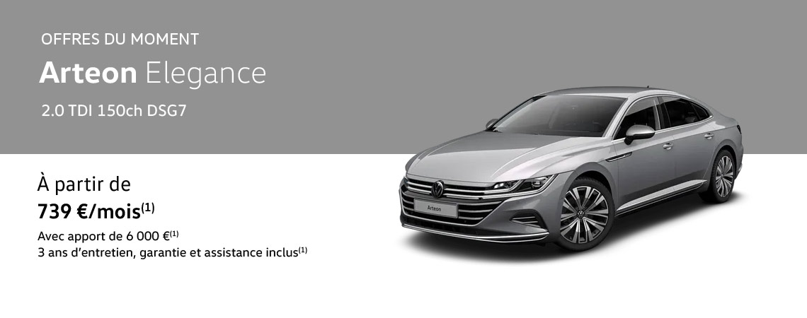 Arteon Elegance 2.0 TDI 150ch DSG7 À partir de 739 €/mois