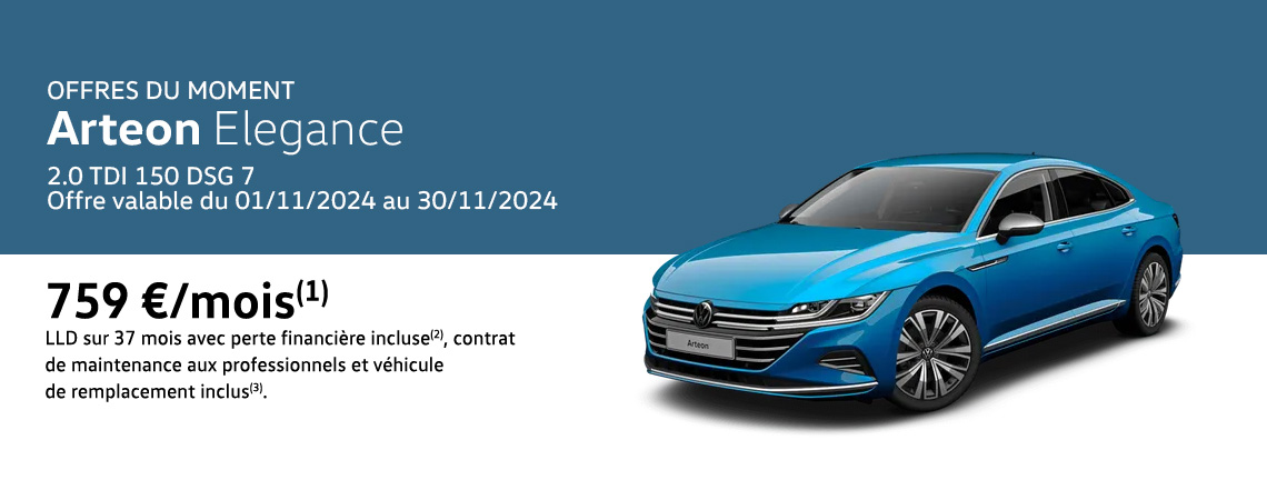 Arteon Elegance 2.0 TDI 150 DSG 7 À partir de 759 €/mois