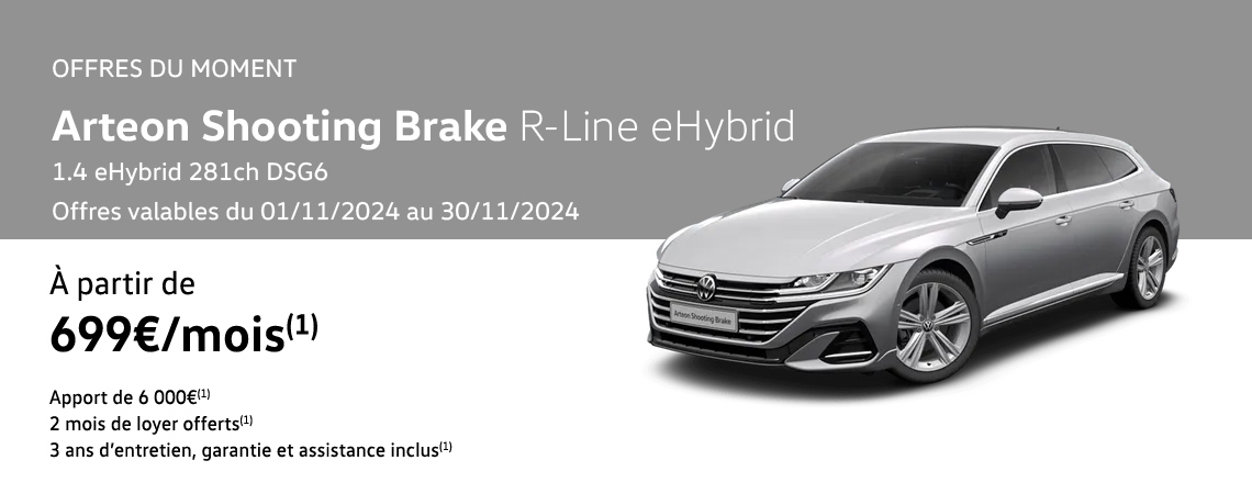 Arteon Shooting Brake R-Line eHybrid 1.4 eHybrid 281ch DSG6 À partir de 699 €/mois