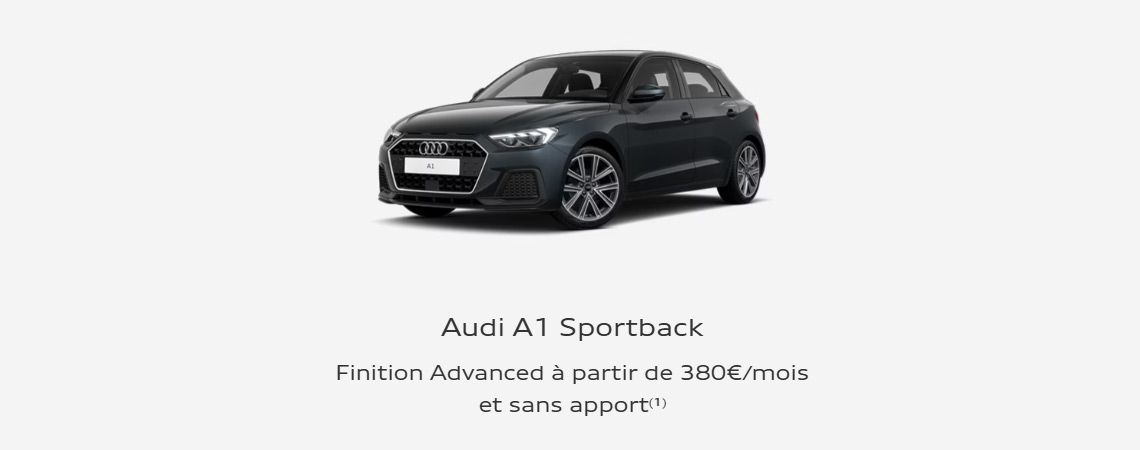 Audi A1 Sportback Finition Advanced à partir de 380€/mois et sans apport