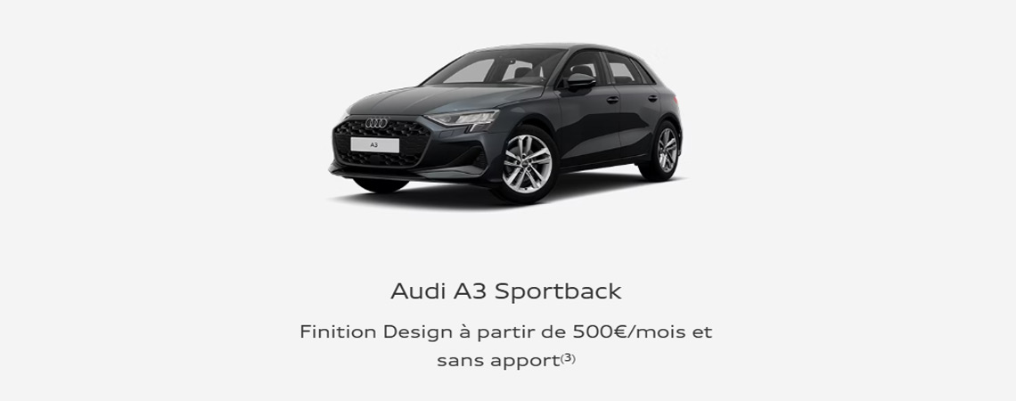 Audi A3 Sportback à partir de 500 €/mois 