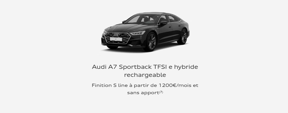 Audi A7 Sportback TFSI e hybride rechargeable à partir de 1200 €/mois