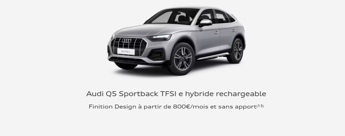 Audi Q5 Sportback TFSI e hybride rechargeable à partir de 800 €/mois 