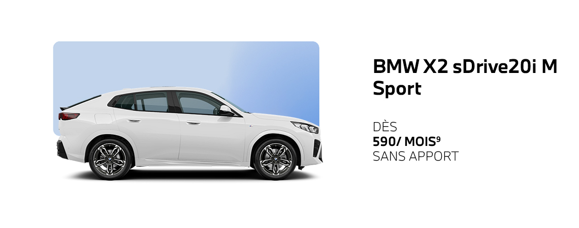 BMW X2 sDrive20i M Sport Pack Premium inclus à partir de 650€/ mois