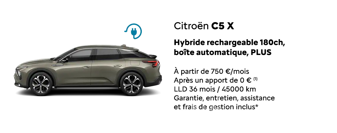 CITROEN C5 X Hybride rechargeable 180ch, boîte automatique, PLUS À PARTIR DE 750 €/MOIS