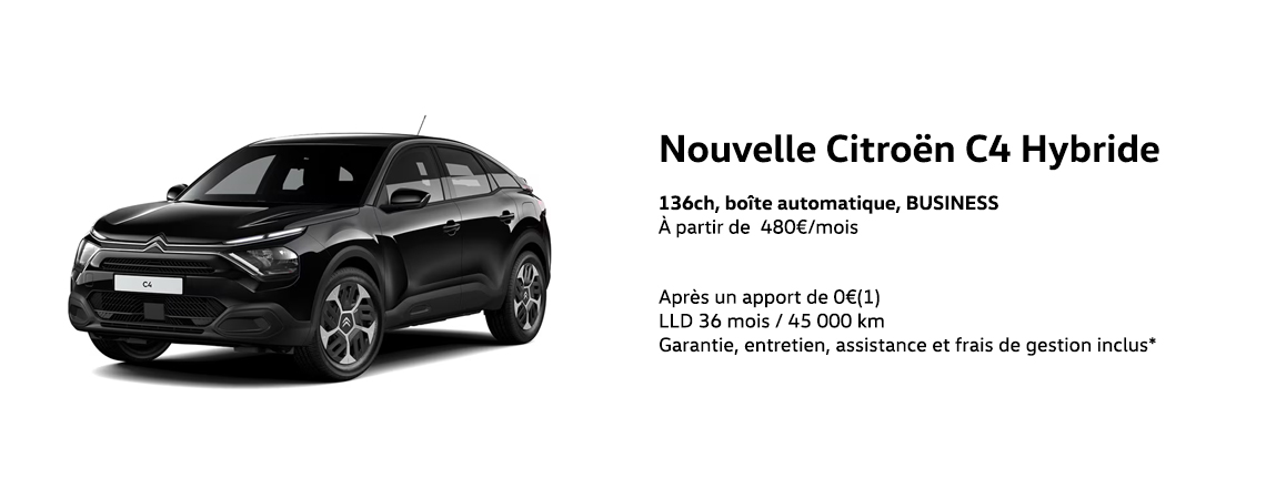 Citroën C4 Hybride 136ch, boîte automatique, BUSINESS À partir de 480 €/mois