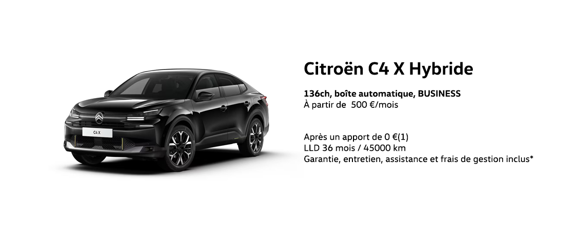 Citroën C4 X Hybride 136ch, boîte automatique, BUSINESS  À partir de 500 €/mois