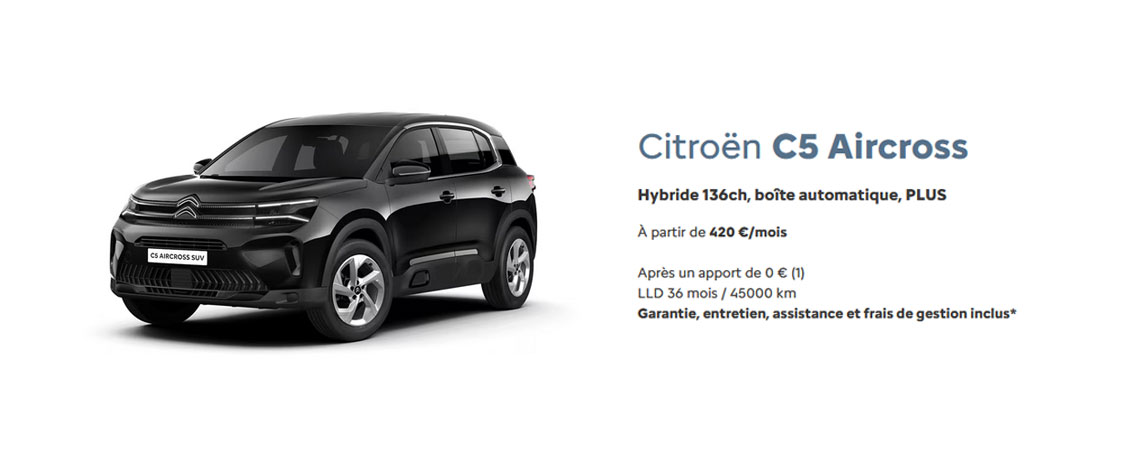 Citroën C5 Aircross Hybride 136ch, boîte automatique, PLUS 