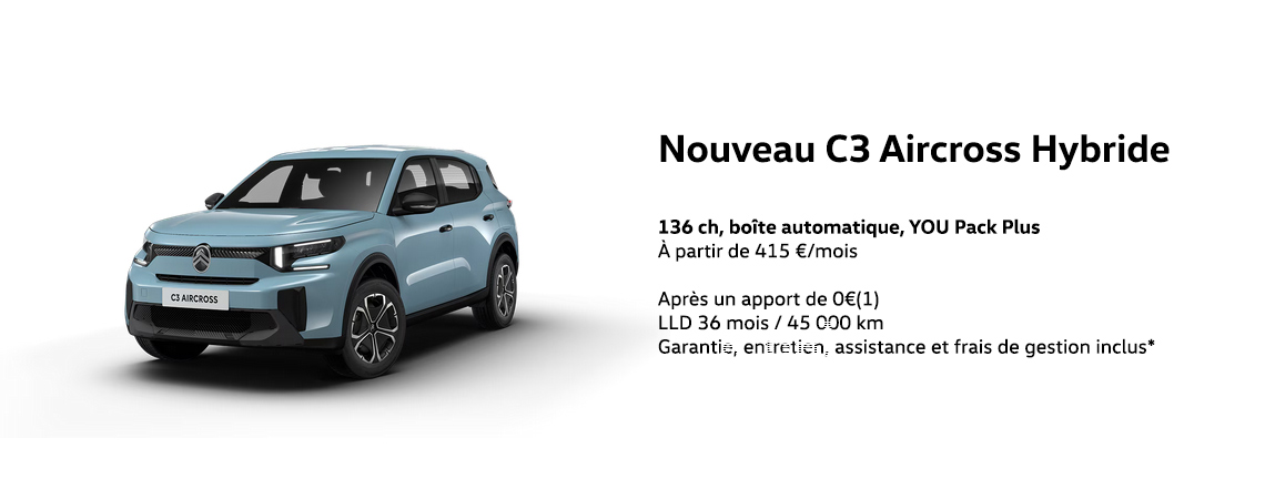 CITROËN Nouvelle C3 Hybride 100ch, boîte automatique, YOU Pack Plus À PARTIR DE 325 €/MOIS