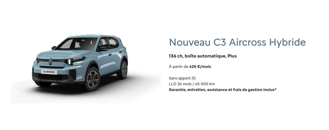 CITROËN Nouveau C3 Aircross Hybride 136 ch, boîte automatique, YOU Pack Plus 