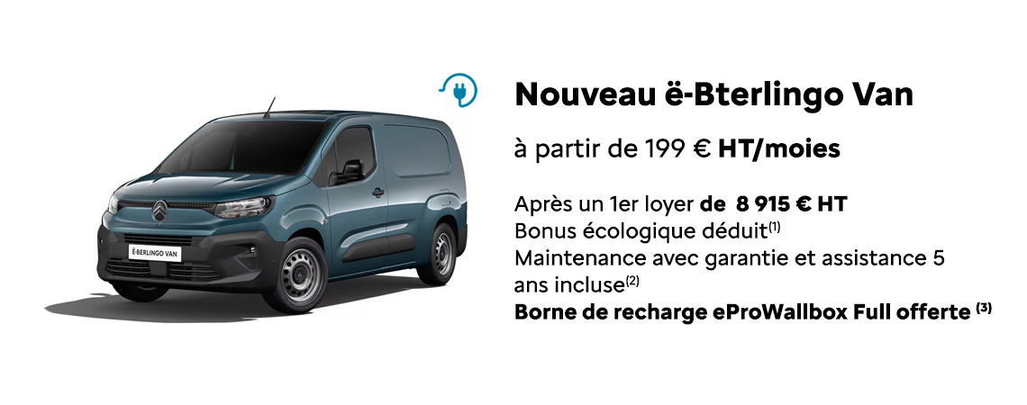 Citroën Nouveau ë-Berlingo Van À partir de 199 € HT/mois