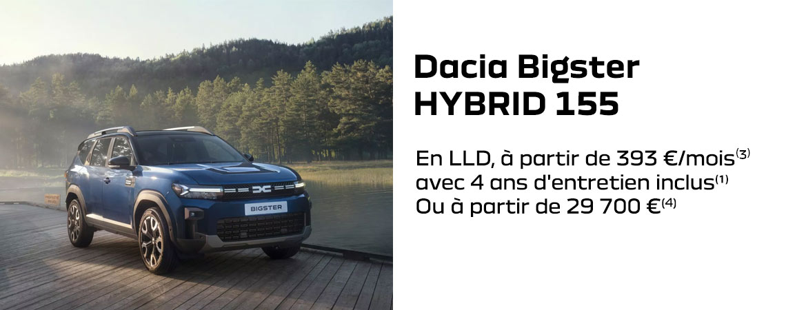 Dacia Bigster HYBRID 155 à partir de 393 €/mois