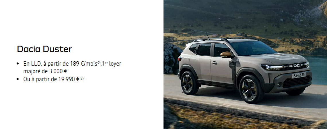 Dacia Duster à partir de 189 € /mois 