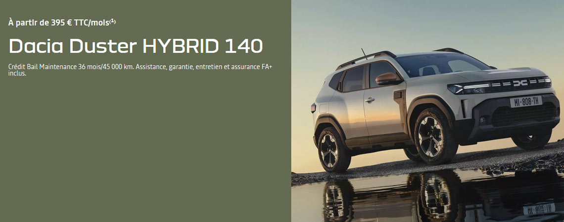 DACIA DUSTER HYBRID 140 À partir de 395 € TTC/mois