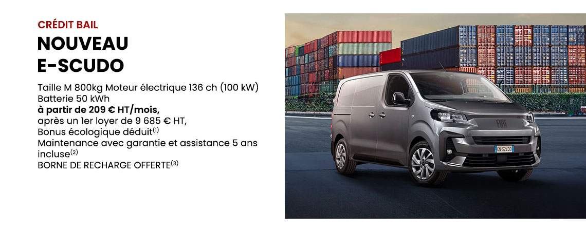 FIAT NOUVEAU E-SCUDO À PARTIR DE 209 € HT/mois