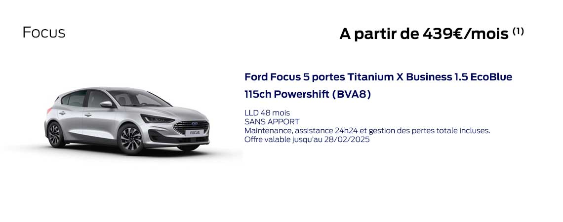 Ford Focus 5 portes Titanium X Business 1.5 À partir de 439 € /mois