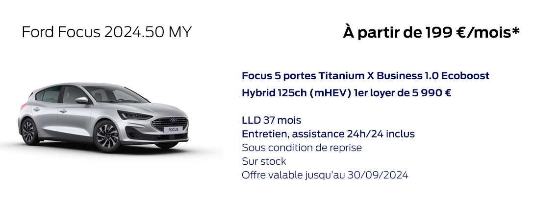 Ford Focus Hybride 2024.50 MY À partir de 199 €/mois