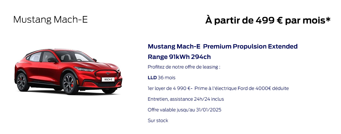 Ford Mustang Mach-E À partir de 499 € par mois 