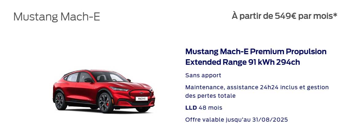Ford Mustang Mach-E À partir de 549€ par mois