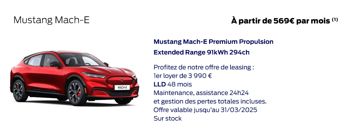 Ford Mustang Mach-E À partir de 569€ par mois