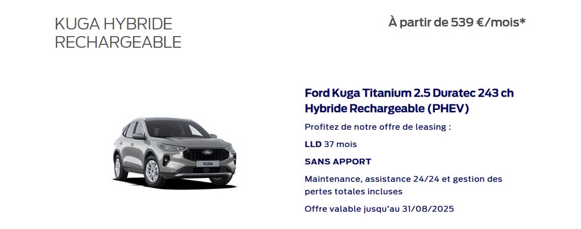 Nouveau Kuga Hybride Rechargeable 
