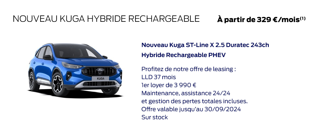 Ford Nouveau Kuga Hybride Rechargeable Professions Liberales À partir de 329 €/mois