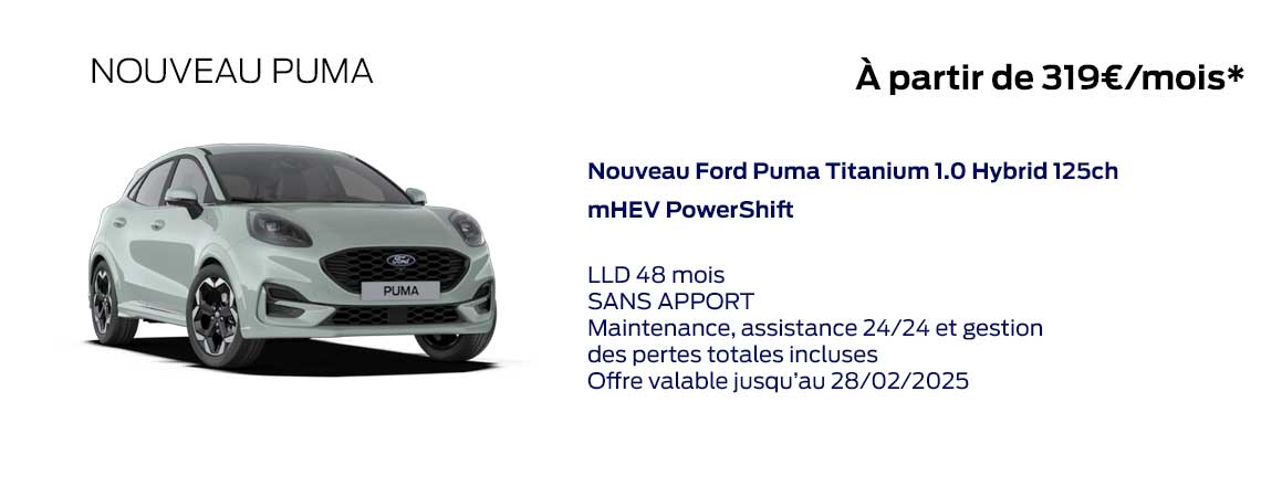 Ford Nouveau Puma À partir de 319 € /mois 