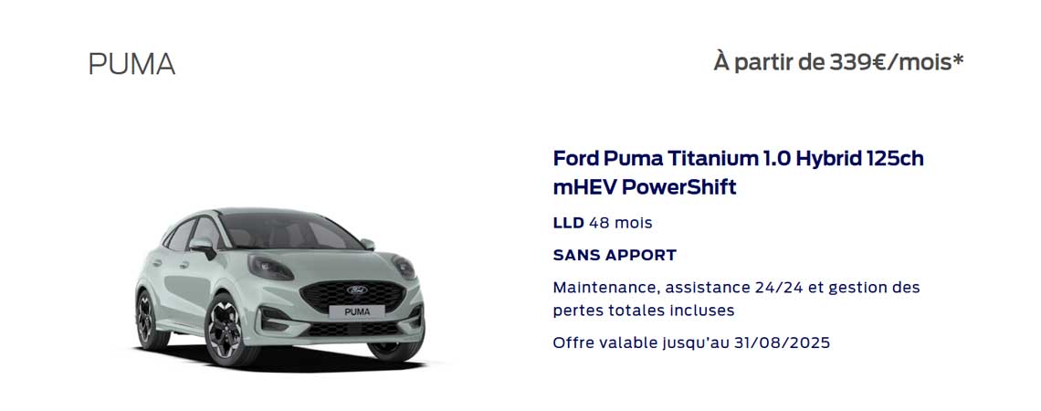 Ford Nouveau Puma À partir de 339 € /mois 