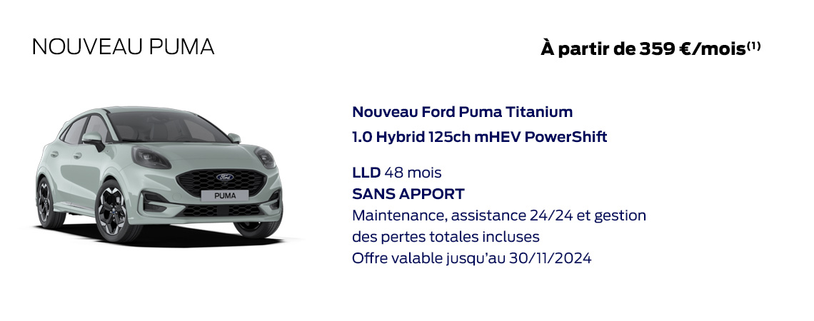 Ford Nouveau Puma À partir de 359 €/mois 