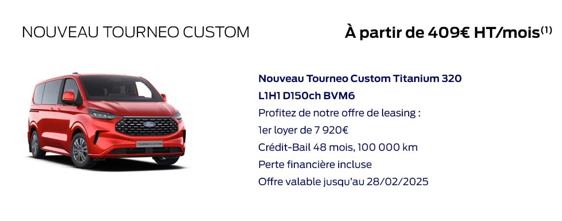 Ford Nouveau Tourneo Custom À partir de 409 € HT/mois