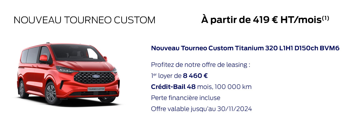 Ford Nouveau Tourneo Custom À partir de 419 € HT/mois