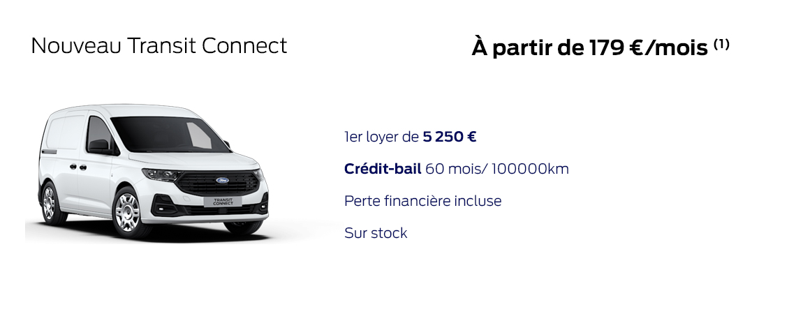 Ford Nouveau Transit Connect À partir de 179 € HT/mois 