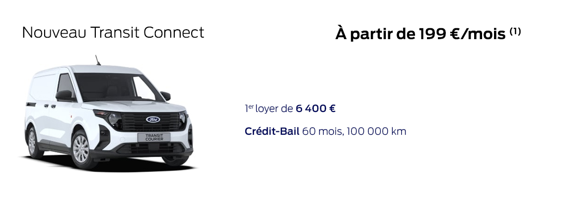 Ford Nouveau Transit Connect À partir de 199 € HT/mois 