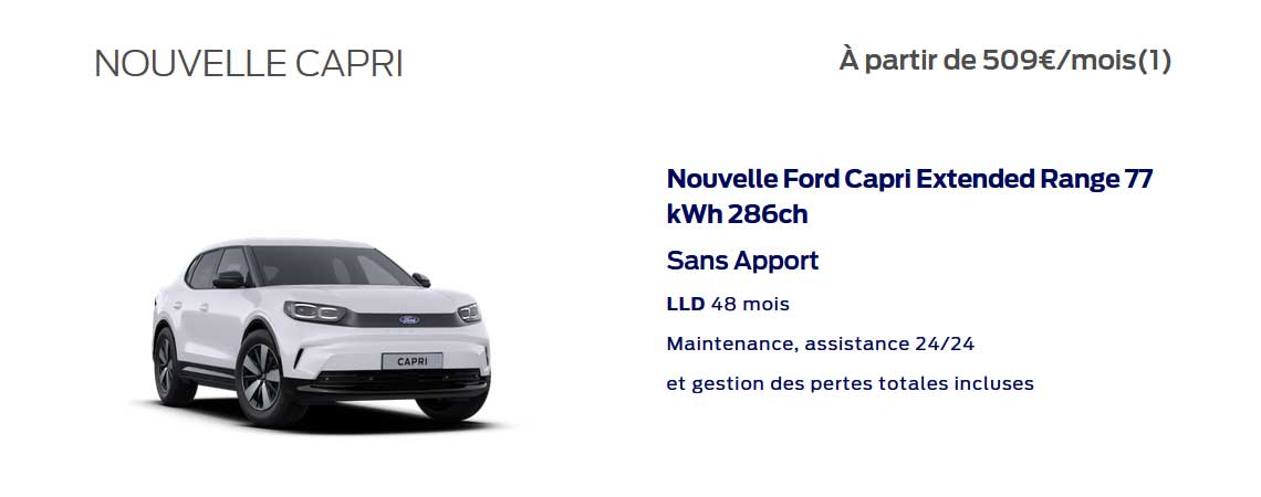 FORD NOUVELLE CAPRI À partir de 509€/mois