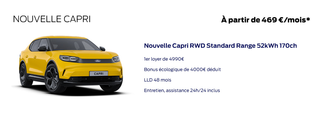 Ford Nouvelle Capri RWD Standard Range 52kWh 170ch À partir de 469 € /mois 