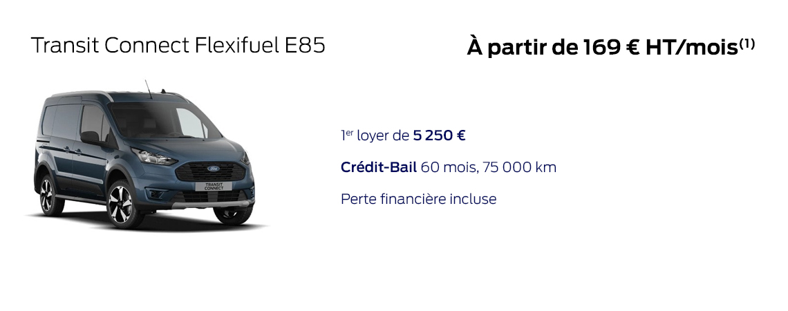 Ford Transit Connect Flexifuel E85 À partir de 169 € HT/mois