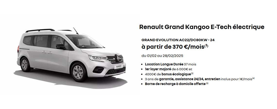 Nouveau Renault Grand Kangoo E-Tech 100% électrique