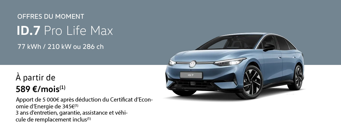 ID.7 Pro Life Max 100% électrique à partir de 589€/mois