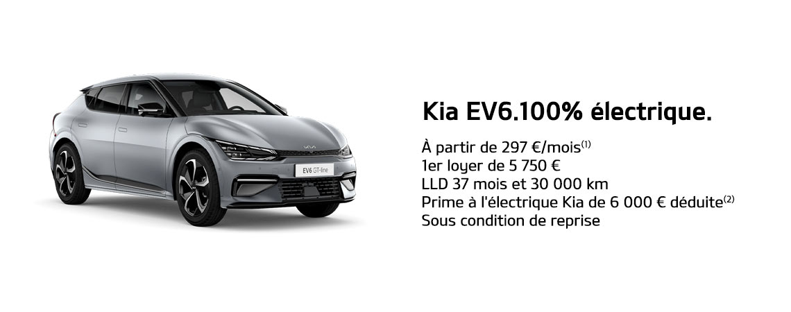 Kia EV6.100% électrique À partir de 297 €/mois