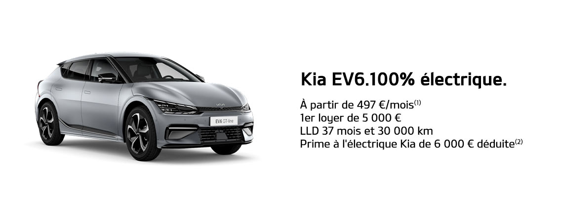 KIA EV6 100% ÉLECTRIQUE À PARTIR DE 397 €/mois