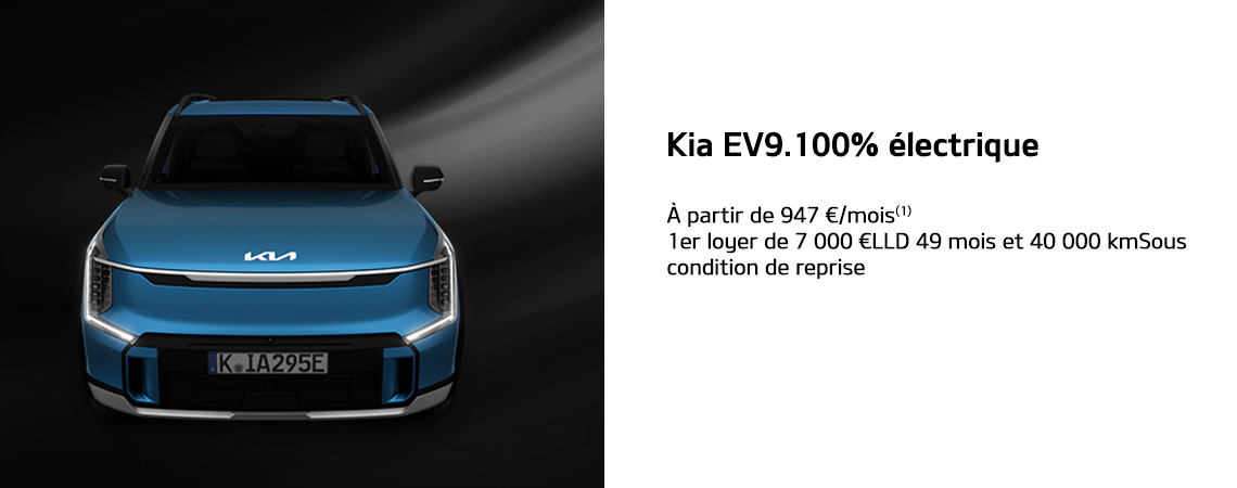 KIA NOUVEAU KIA EV9. 100% ÉLECTRIQUE À PARTIR DE 947 €/mois