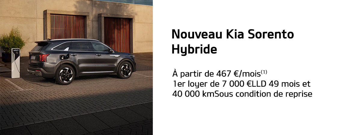 KIA NOUVEAU SORENTO. HYBRIDE À PARTIR DE 467 €/mois