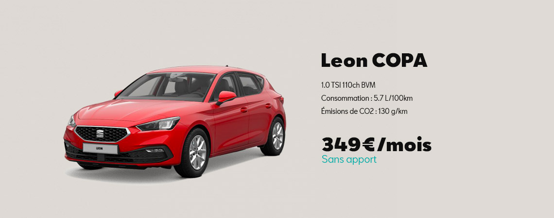 Leon COPA 1.0 TSI 110ch BVM À partir de 349 €/mois