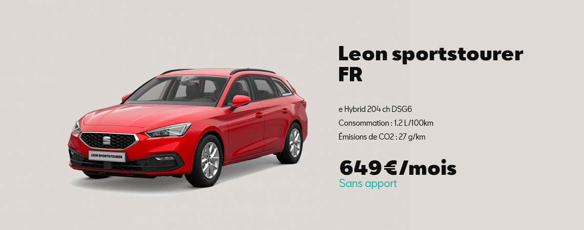 Leon sportstourer FR e Hybrid 204 ch DSG6 À partir de 649 €/mois