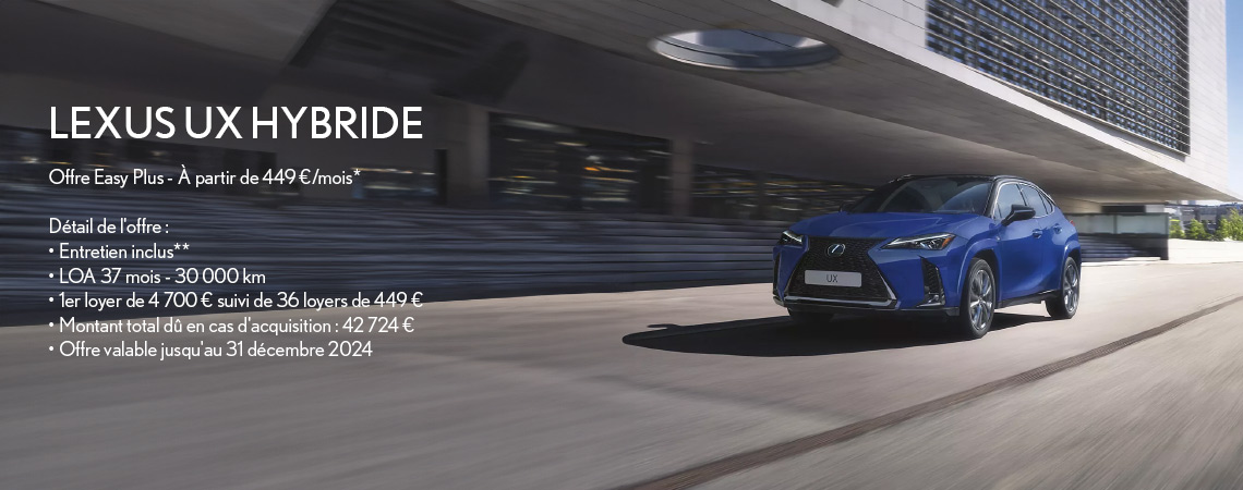 LEXUS UX HYBRIDE À PARTIR DE 449 €/mois