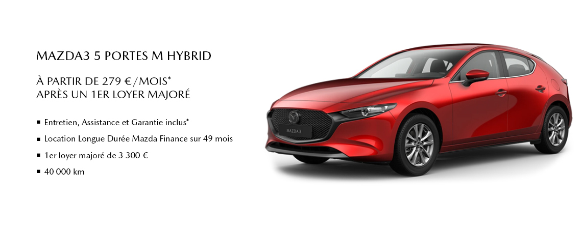 Mazda3 5 portes M Hybrid À partir de 279 €/mois