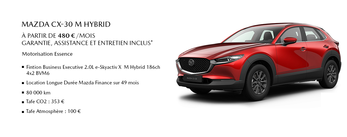 Mazda CX-30 M Hybrid À partir de 480 €/mois