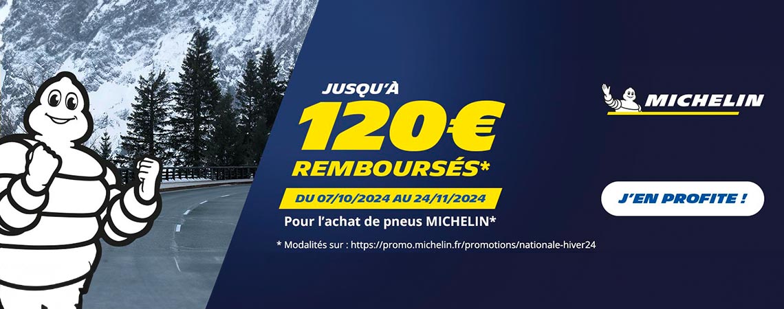 Offre Michelin jusqu’à 120€ remboursés pour l’achat de pneus Michelin