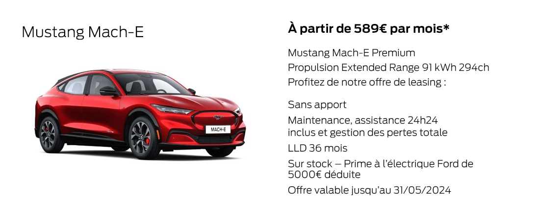 Mustang Mach-E À partir de 589€ par mois