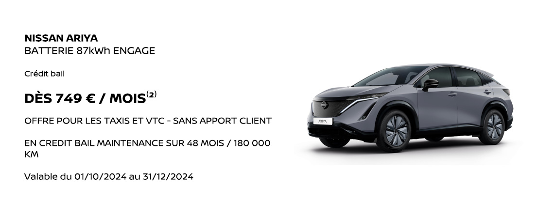 NISSAN ARIYA  BATTERIE 87kWh ENGAGE DÈS 749€ / MOIS